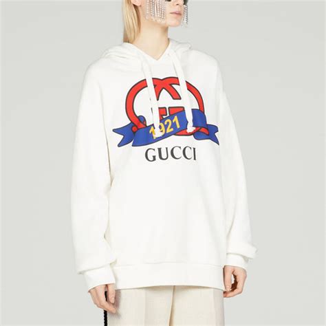 gucci sweatshirt with interlocking g print|Interlocking G 1921 print sweatshirt in white .